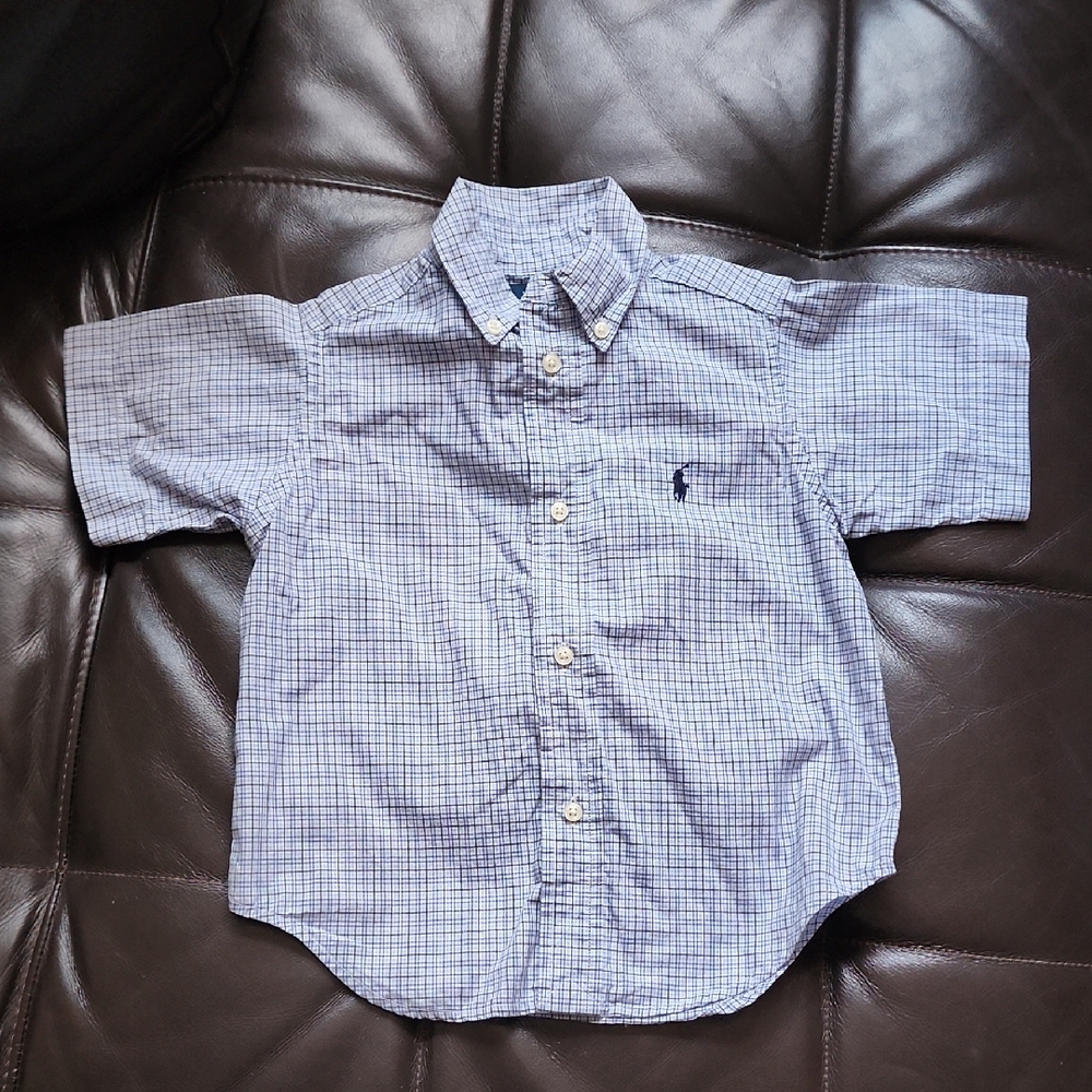 Pre-loved Polo by Ralph Lauren Kids' Light Blue Plaid Shirt Boys Size 2T
